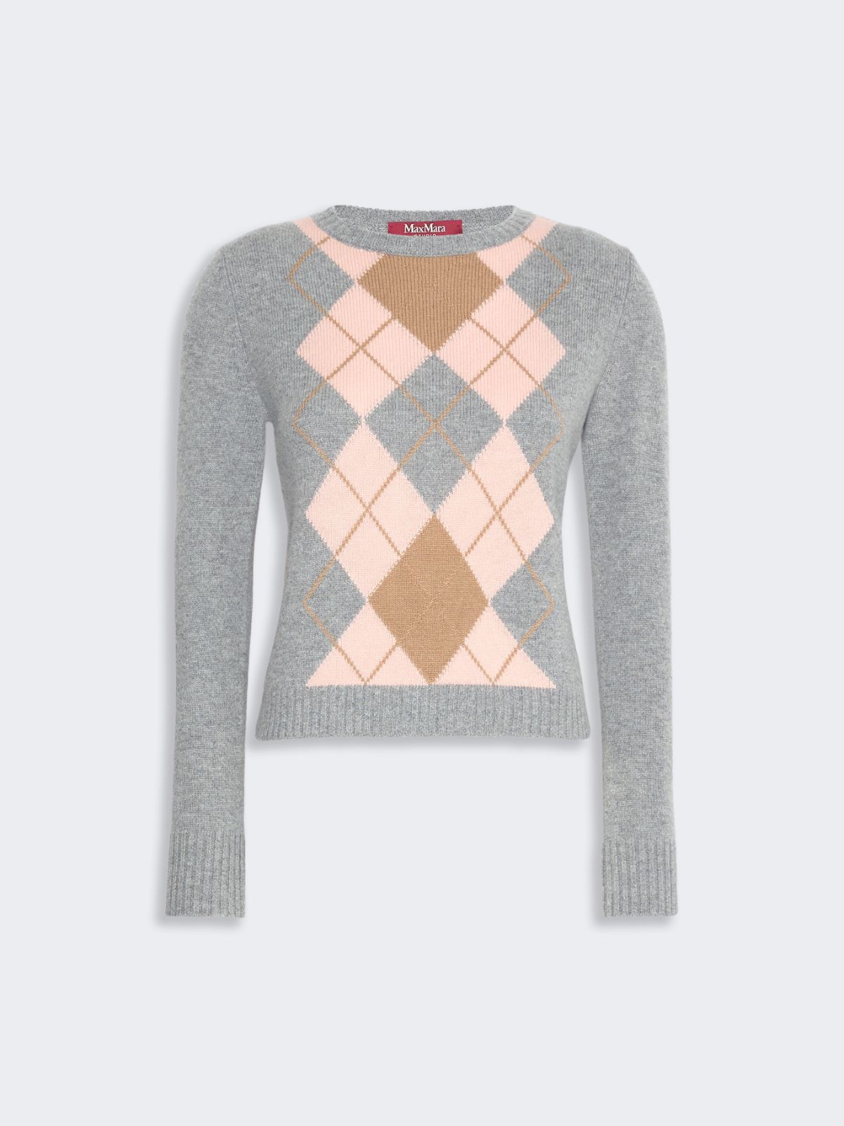 Argyle wool and cashmere sweater - LIGHT GREY - Max Mara - 5
