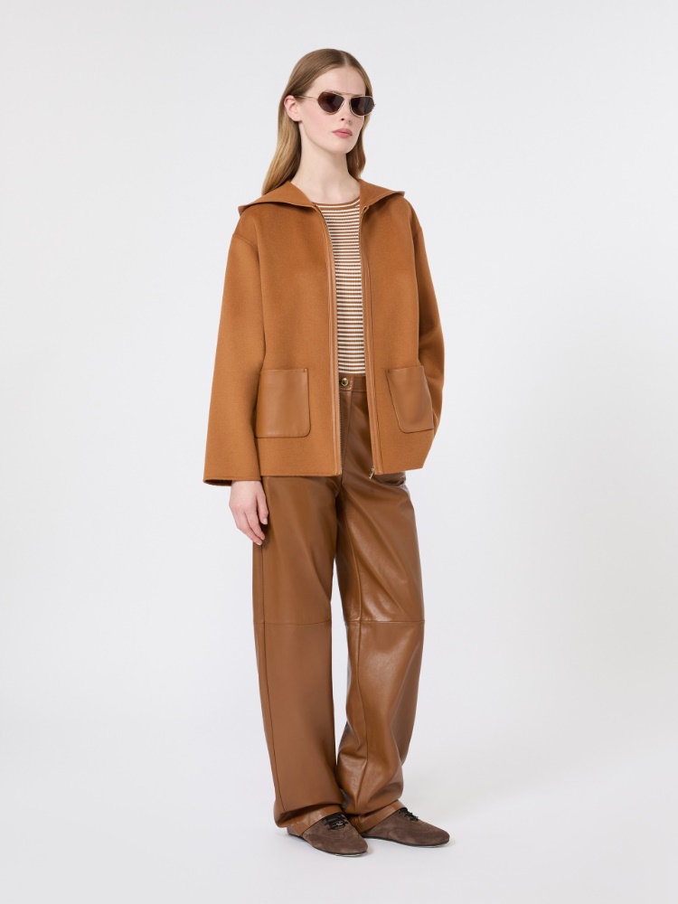Slim-fit viscose crepe sweater - CARAMEL