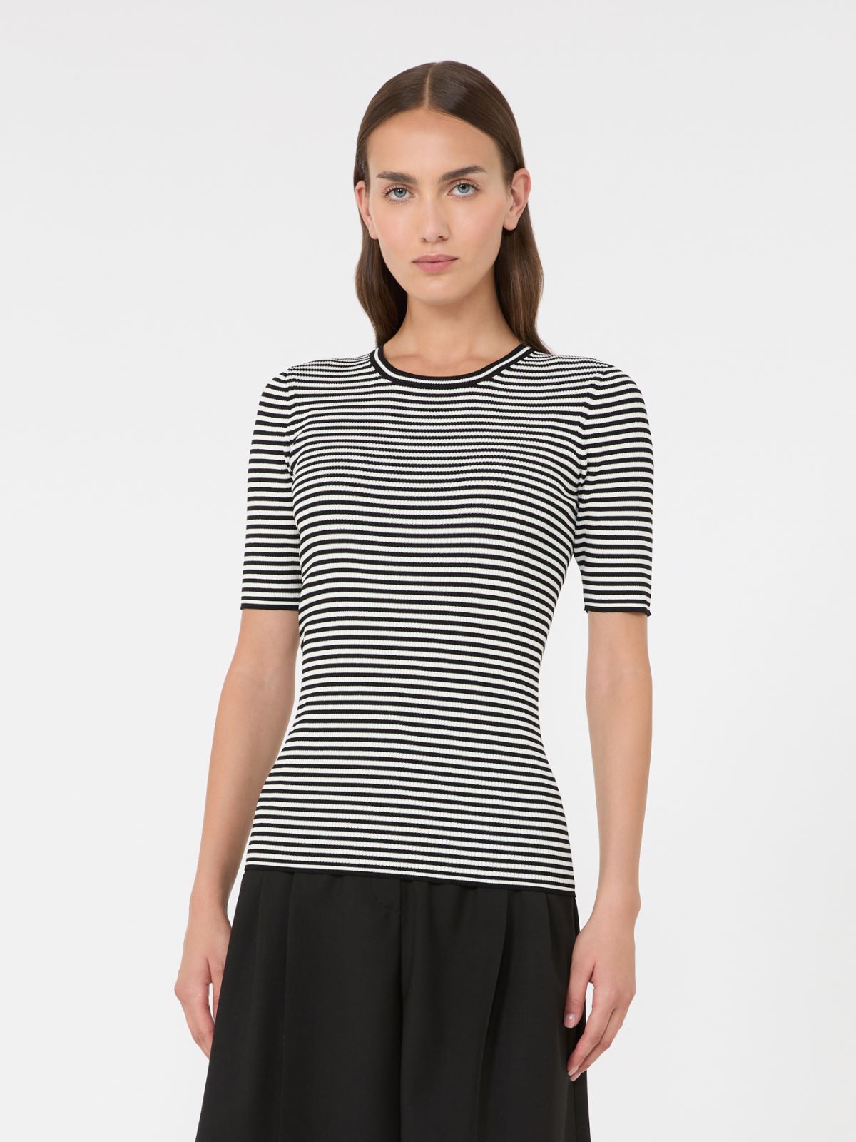 Slim-fit viscose crepe sweater - BLACK WHITE - Max Mara - 2