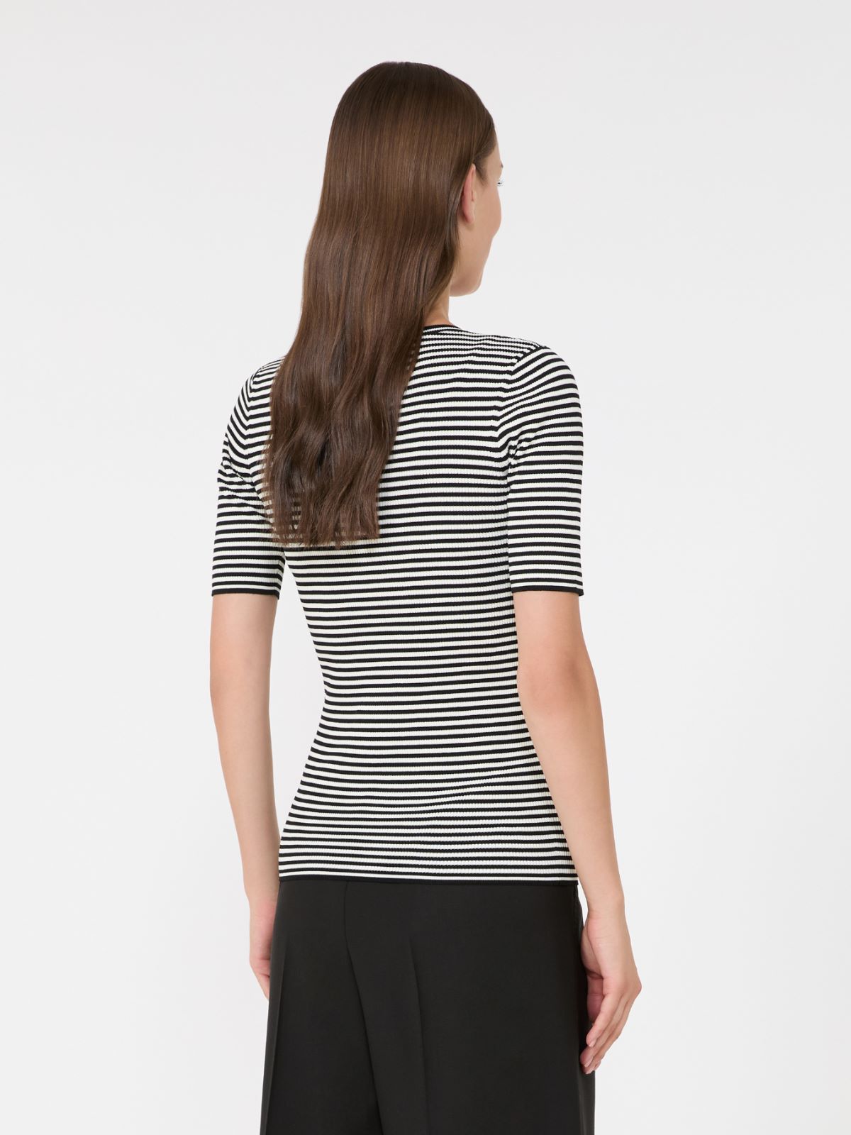 Slim-fit viscose crepe sweater - BLACK WHITE - Max Mara - 3