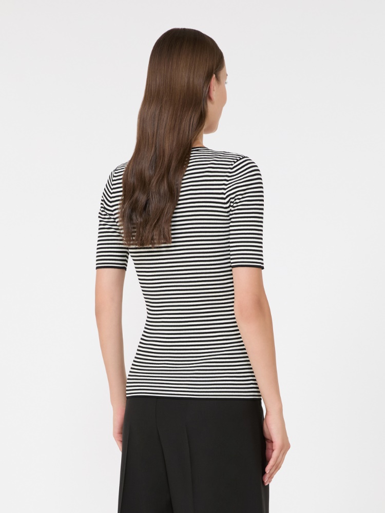 Slim-fit viscose crepe sweater - BLACK WHITE - Max Mara - 3