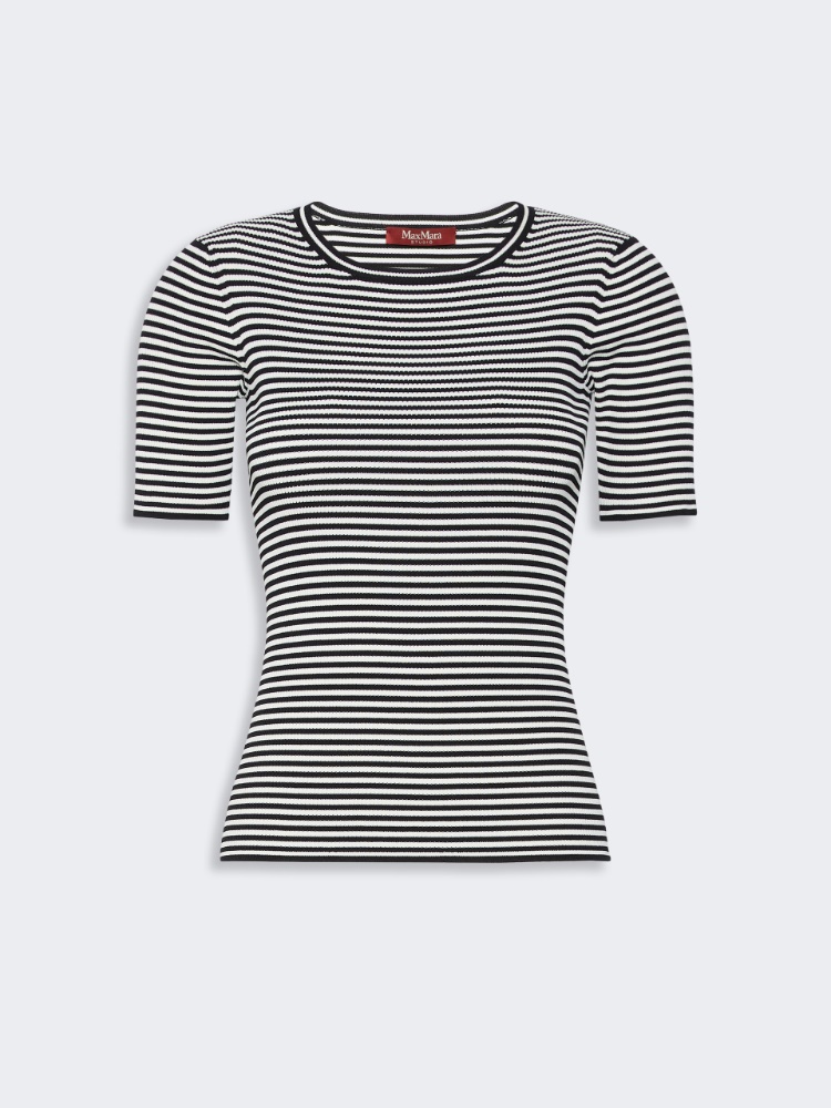 Slim-fit viscose crepe sweater - BLACK WHITE - Max Mara - 4