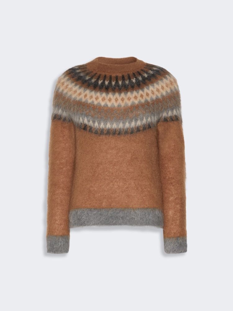 Fair Isle wool and mohair sweater - TOBACCO