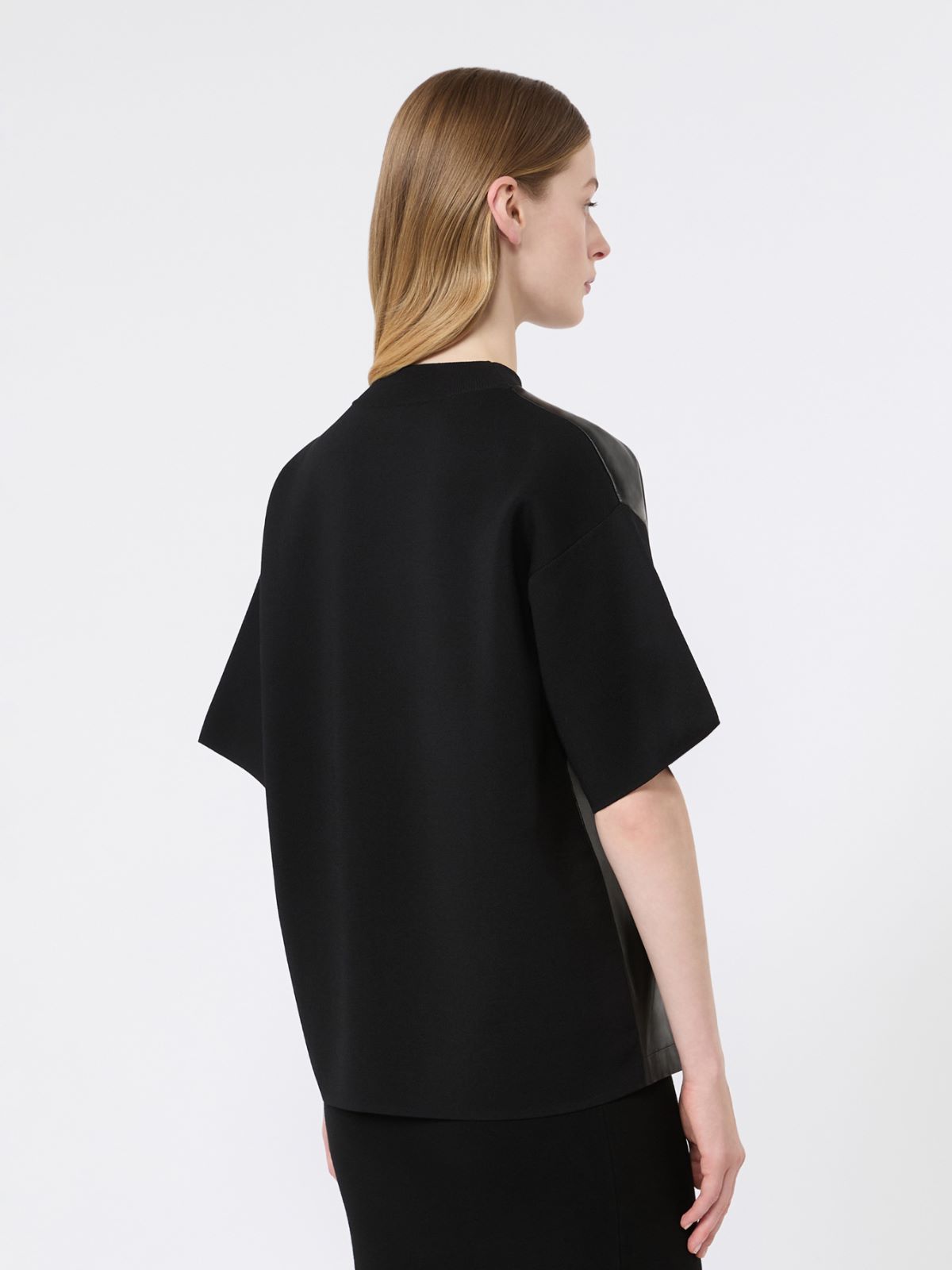 Pull boxy en cuir et crêpe de viscose - NOIR - Max Mara - 3