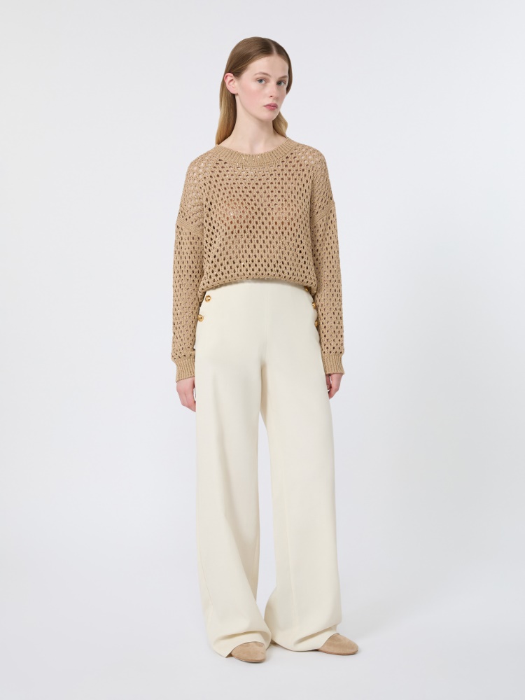 Sequinned cotton boxy sweater - CAMEL