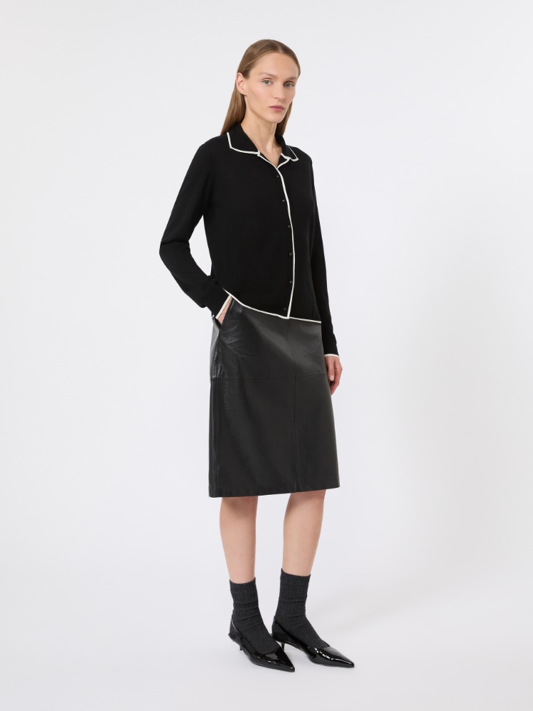 Hammered leather pencil skirt + BLACK - Max Mara