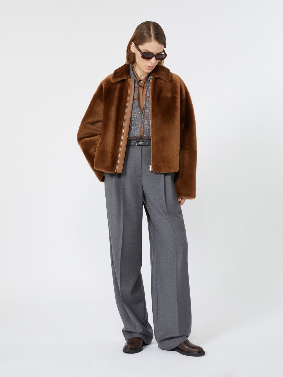 Veste boxy en peau de mouton - CUIR DE VACHE - Max Mara