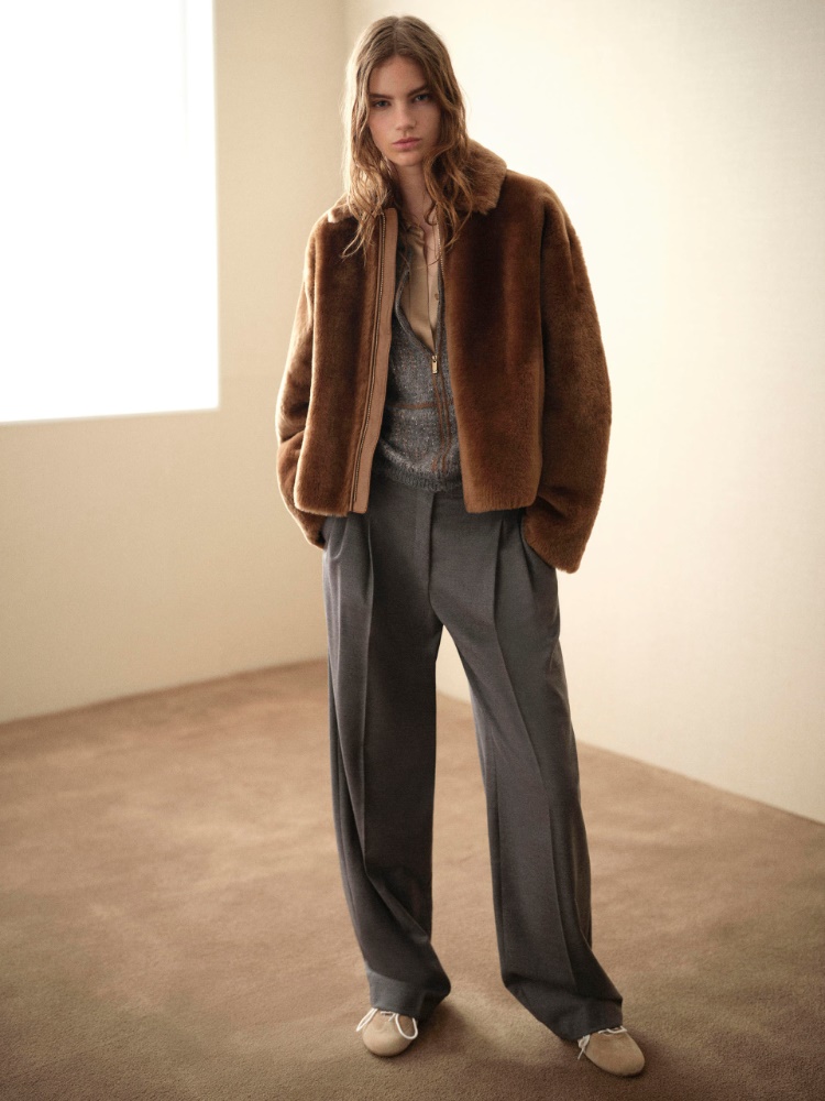 Veste boxy en peau de mouton + CUIR DE VACHE - Max Mara