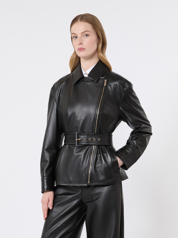 Nappa leather biker jacket - BLACK - 2