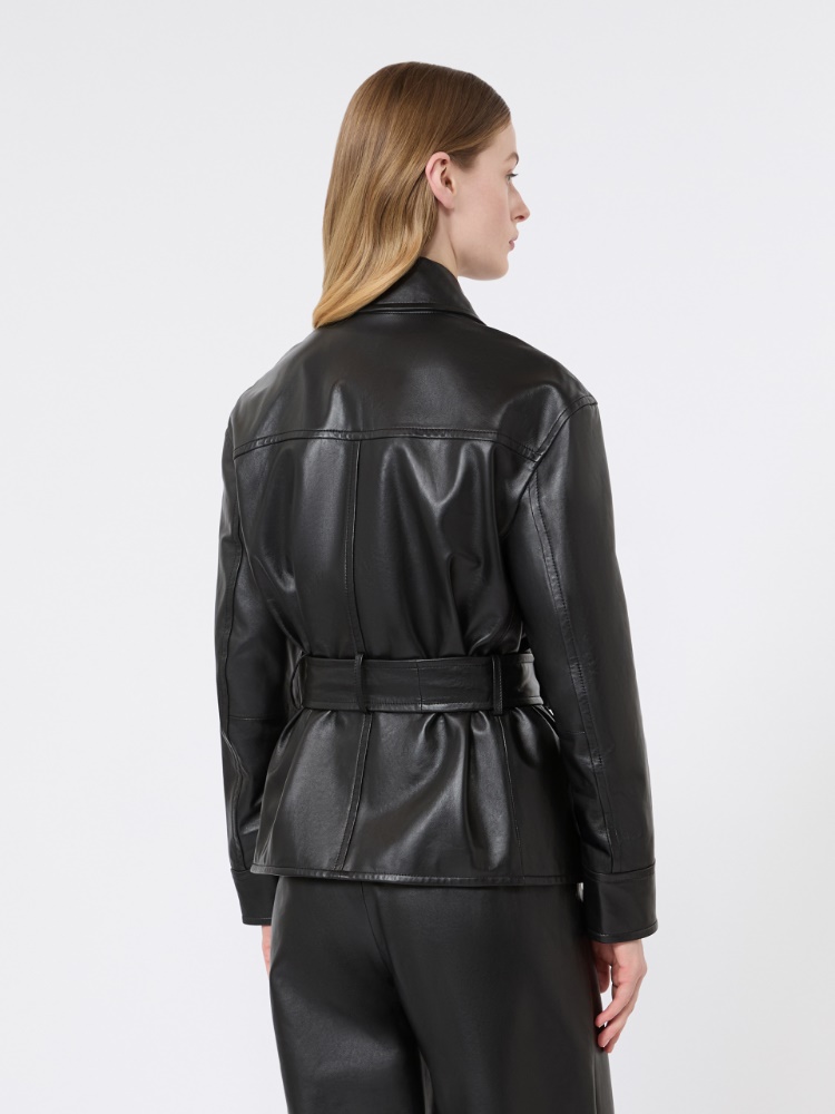 Nappa leather biker jacket - BLACK - 3