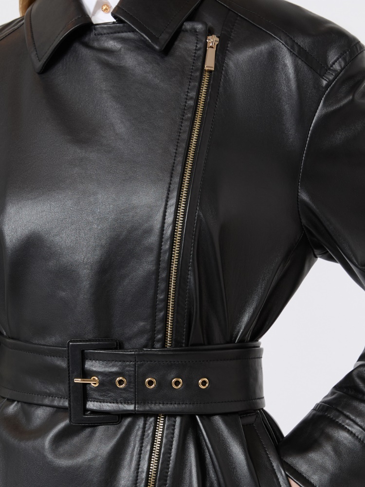 Nappa leather biker jacket - BLACK - 4