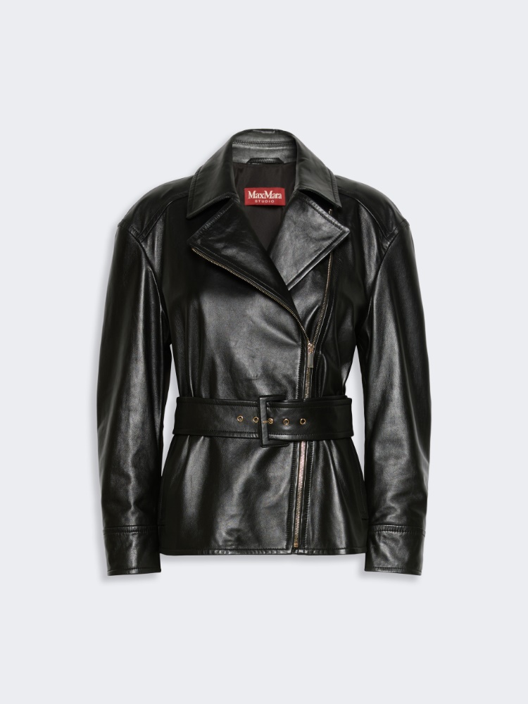 Nappa leather biker jacket - BLACK - 5