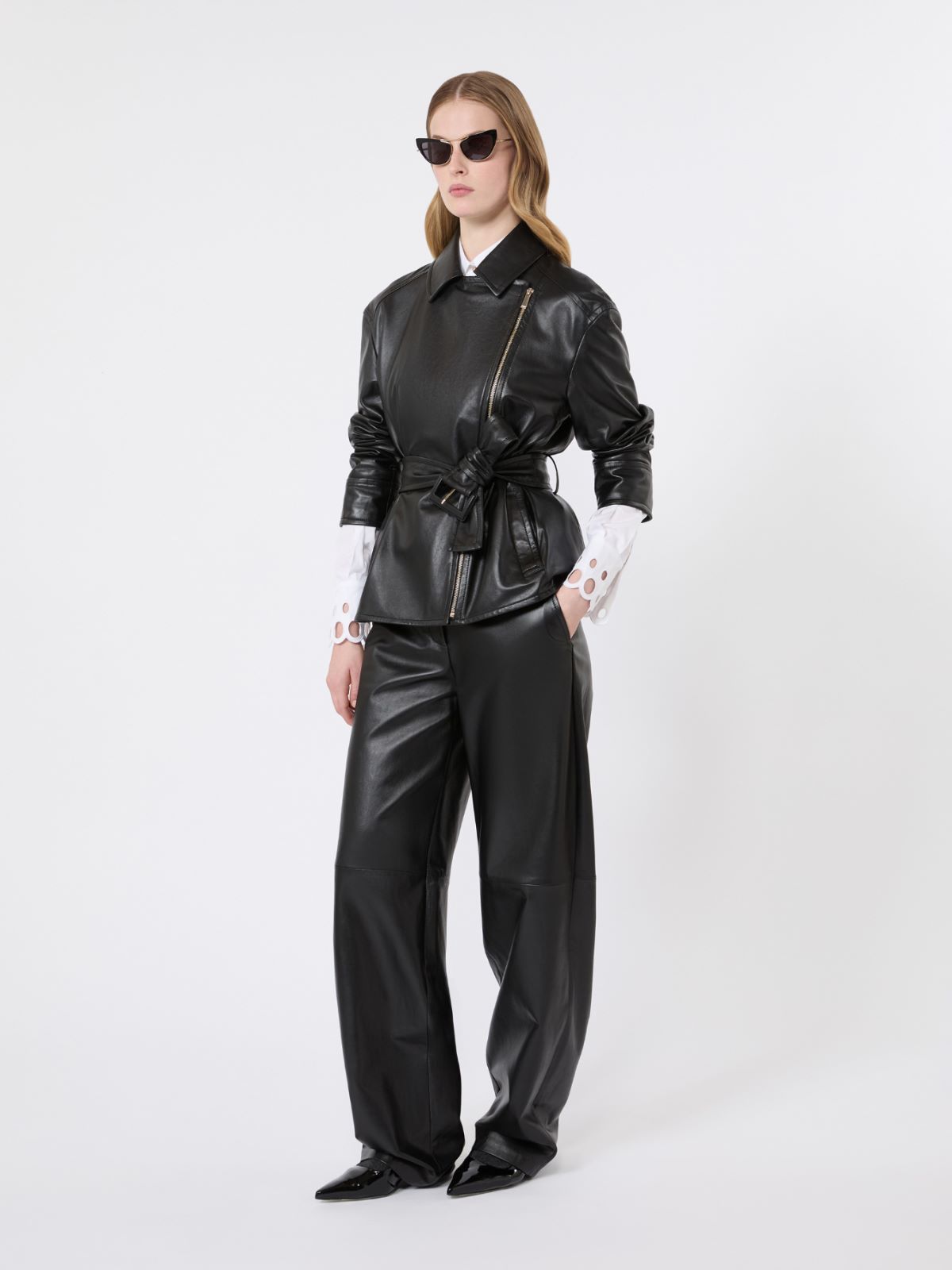 Nappa leather biker jacket + BLACK - Max Mara