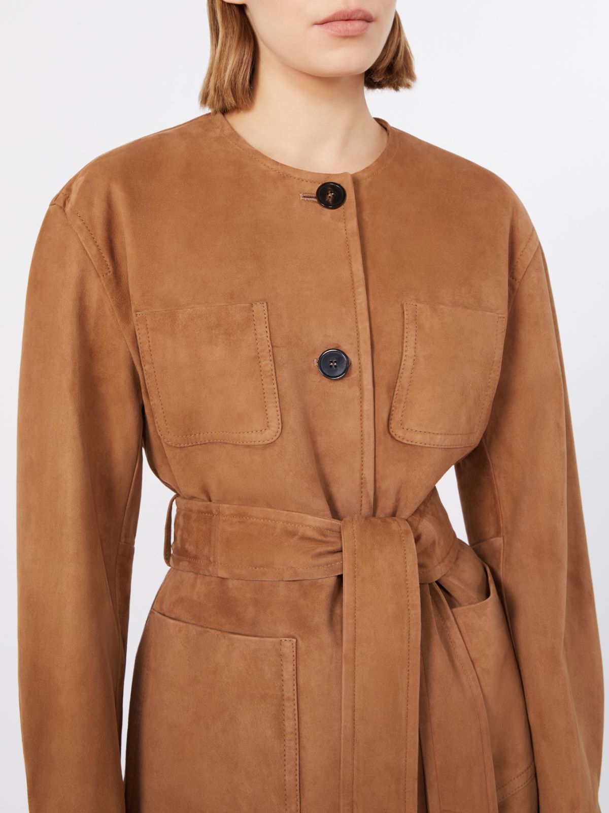 Belted suede jacket - CAMEL - Max Mara - 4