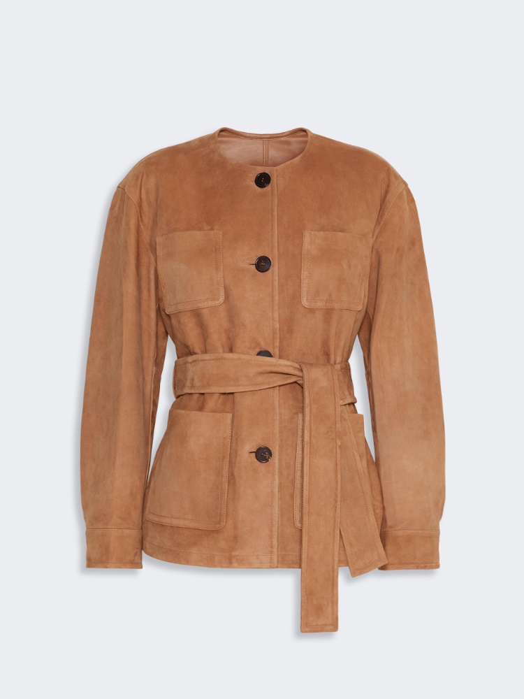 Belted suede jacket - CAMEL