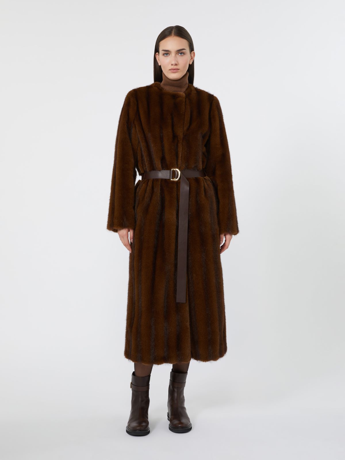 Fluffy-textured long coat - HAZELNUT BROWN - Max Mara - 2