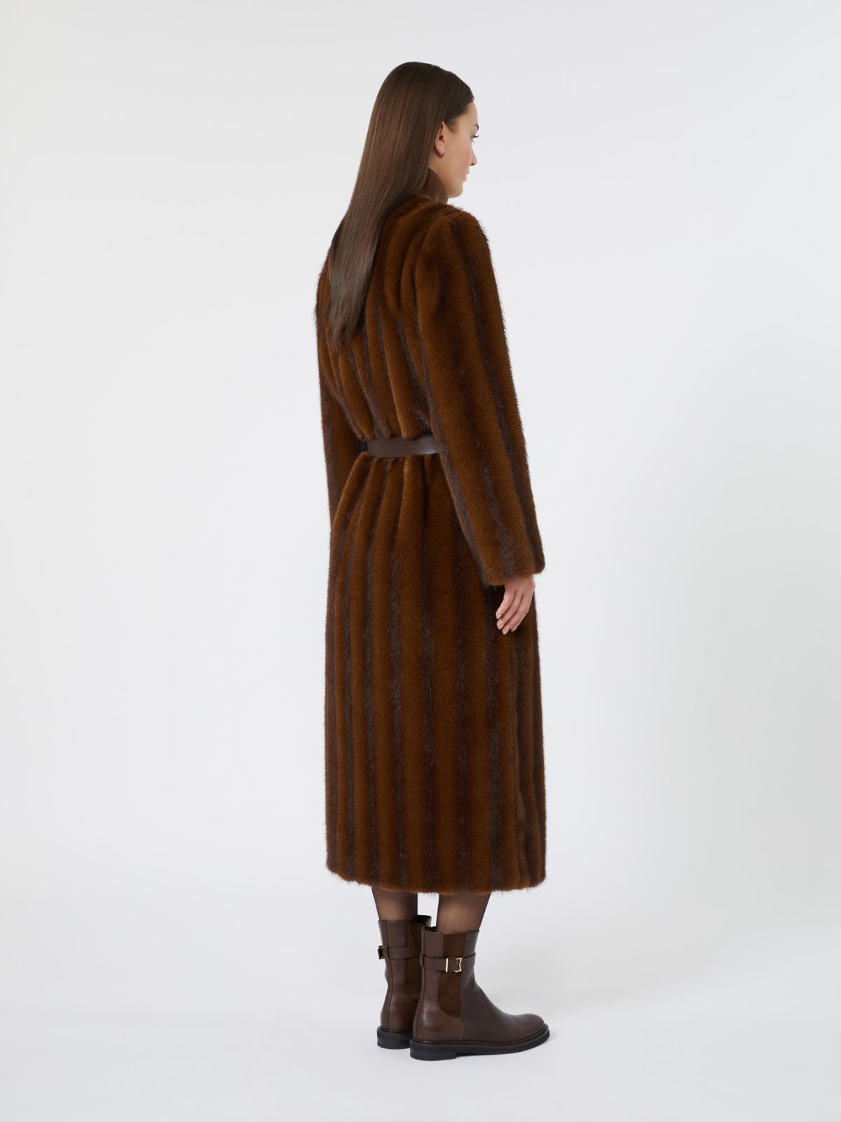 Fluffy-textured long coat - HAZELNUT BROWN - Max Mara - 3