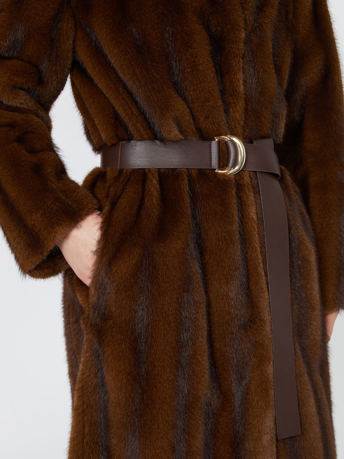Fluffy-textured long coat - HAZELNUT BROWN - Max Mara - 4