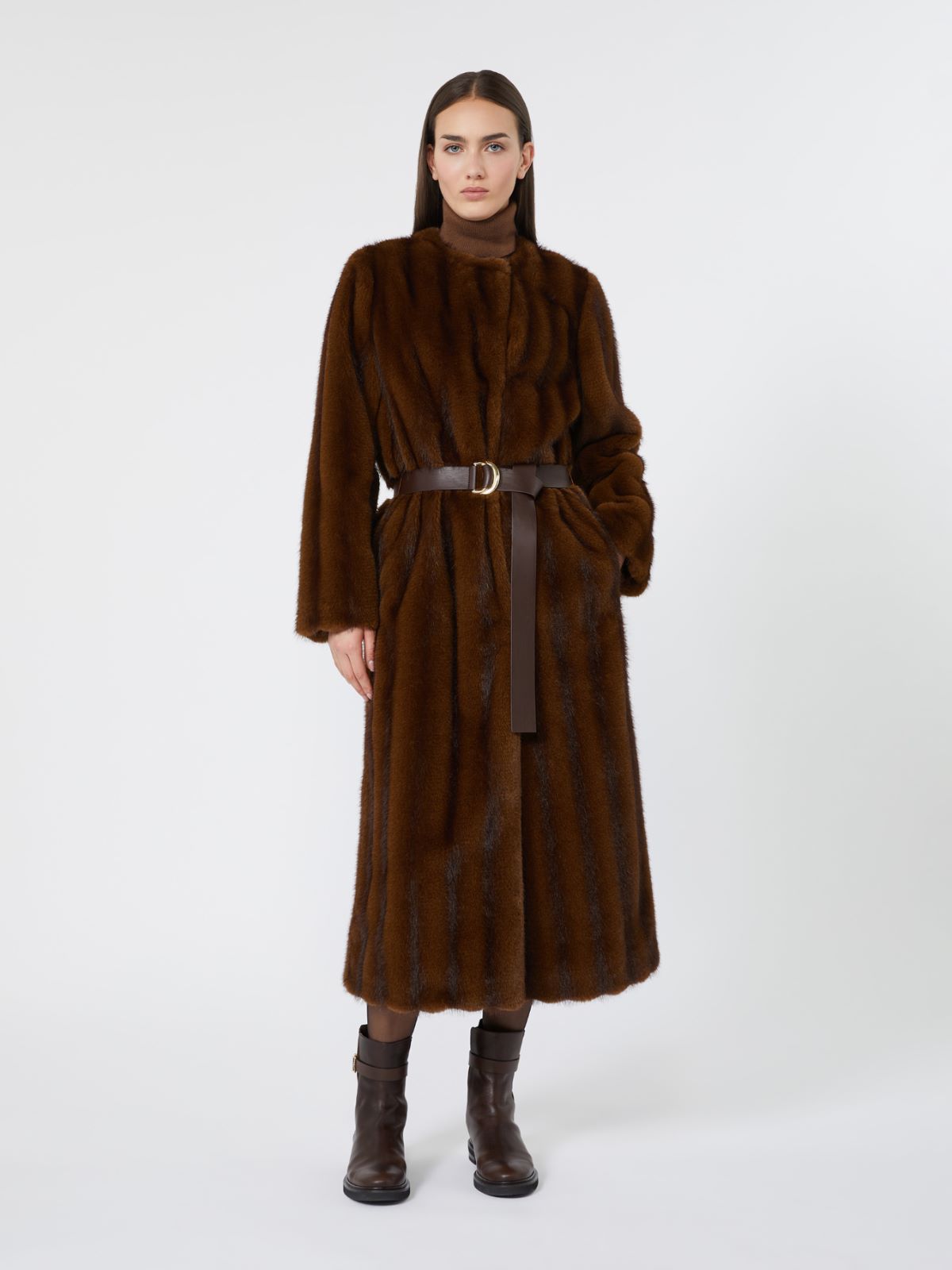 Fluffy-textured long coat - HAZELNUT BROWN - Max Mara
