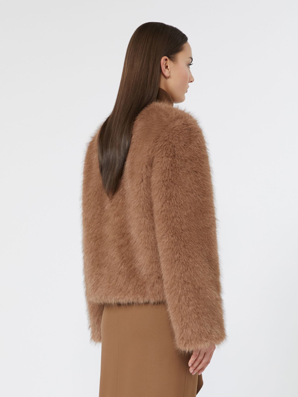 Soft-textured fabric boxy jacket - BEIGE - Max Mara - 3