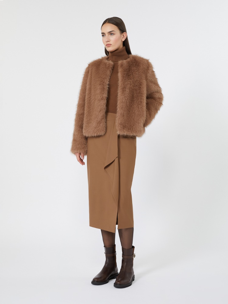 Soft-textured fabric boxy jacket - BEIGE