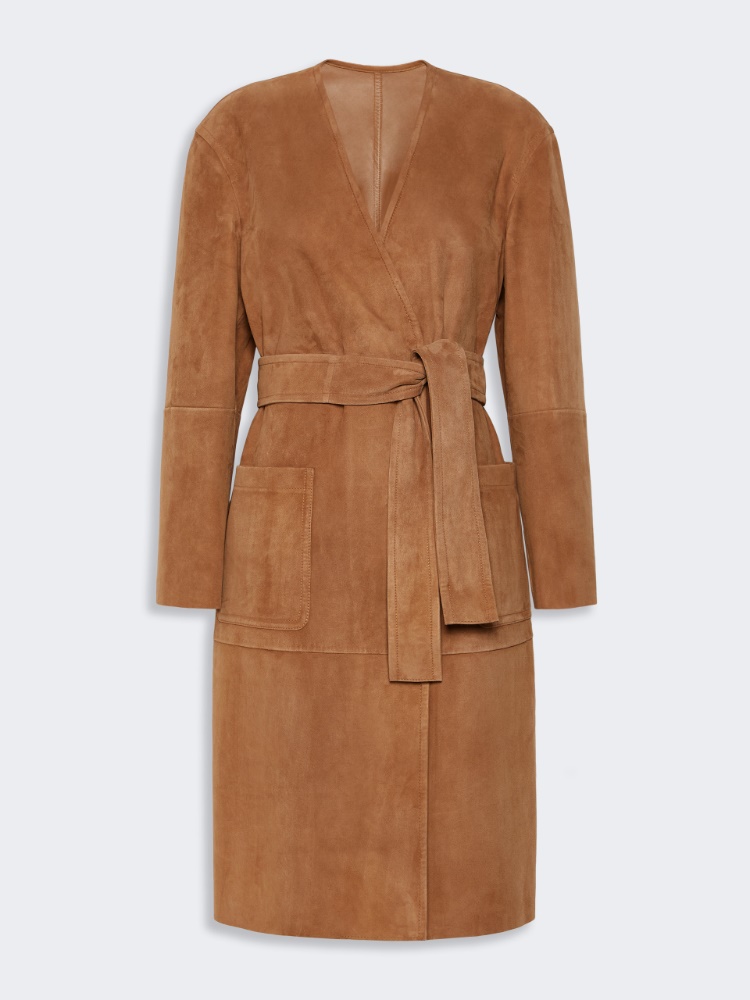 Suede duster coat - CAMEL