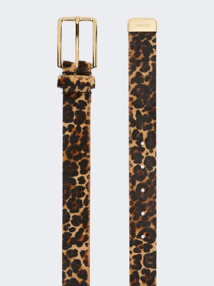 Leopard-print pony hair belt - CAMEL - 2