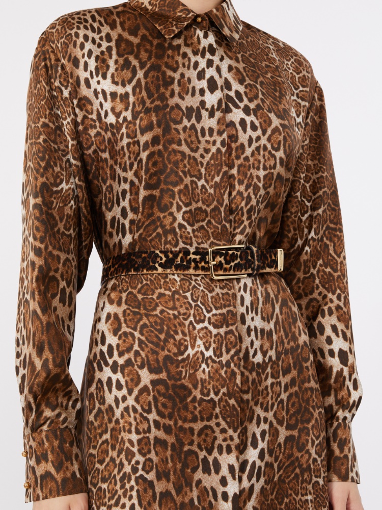 Leopard-print pony hair belt - CAMEL