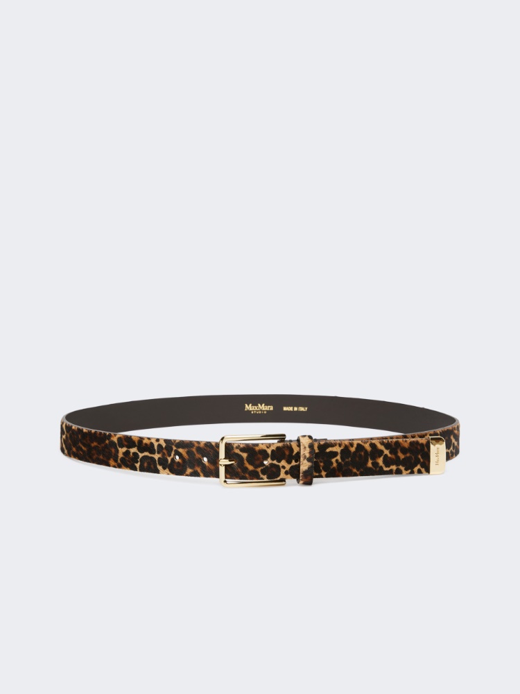 Leopard-print pony hair belt - CAMEL - 1