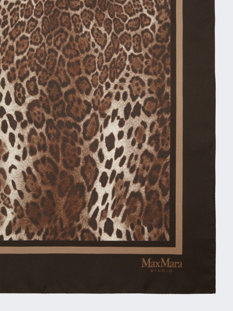 Printed silk scarf - CARAMEL - 2
