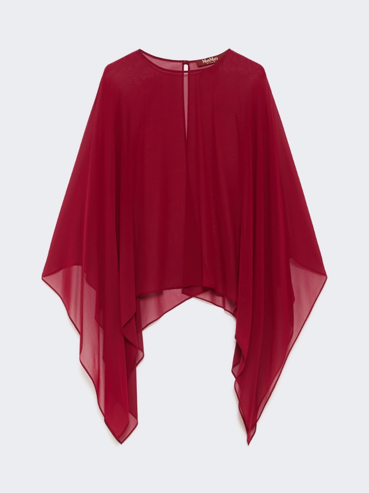 Silk georgette cropped cape - RUBY - 4