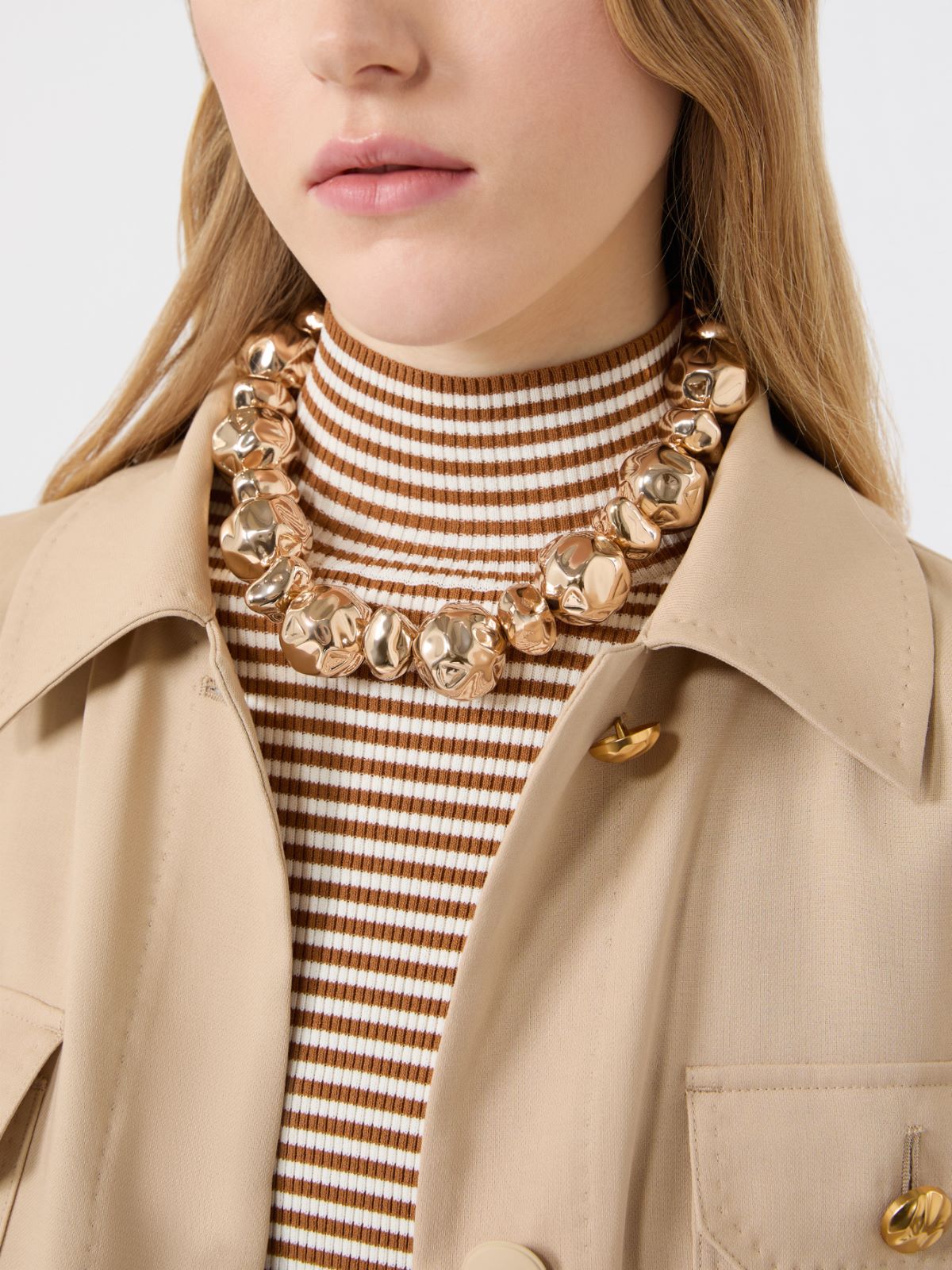 Naszyjnik choker z nieregularnymi kulkami + ZŁOTY - Max Mara