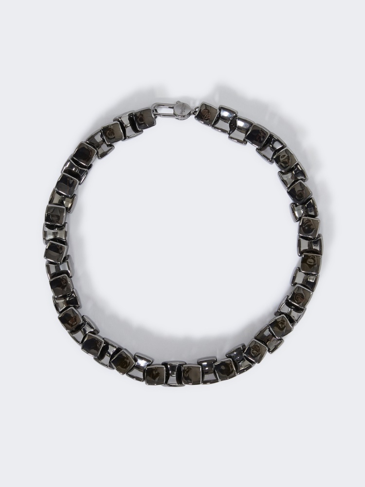 Metal choker necklace - DARK GREY