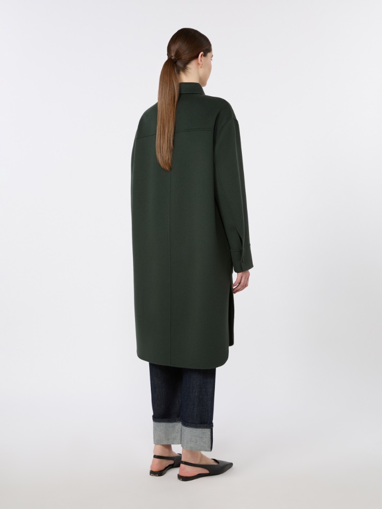 Wool drap midi coat - DARK GREEN - 3