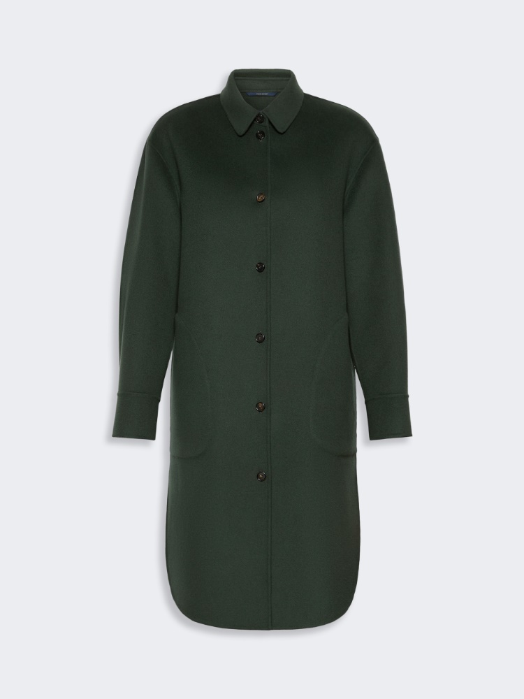 Wool drap midi coat - DARK GREEN - 4