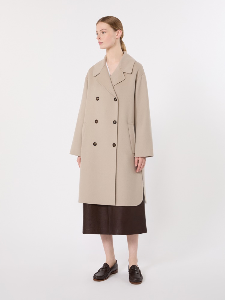 Double-breasted wool midi coat - BEIGE - 2