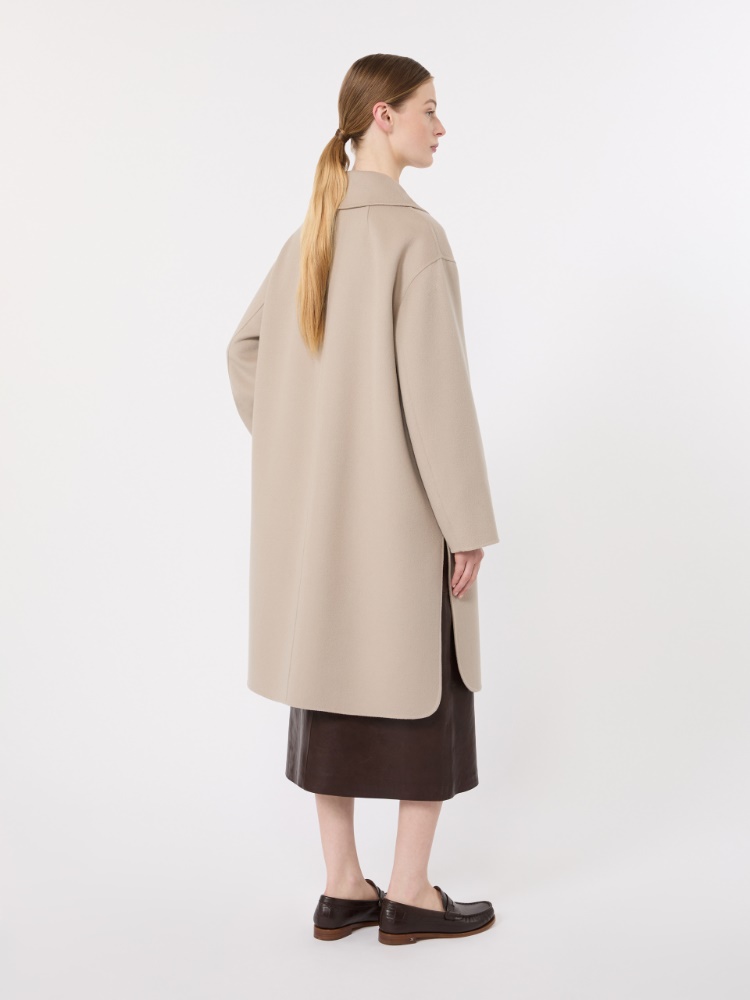 Double-breasted wool midi coat - BEIGE - 3