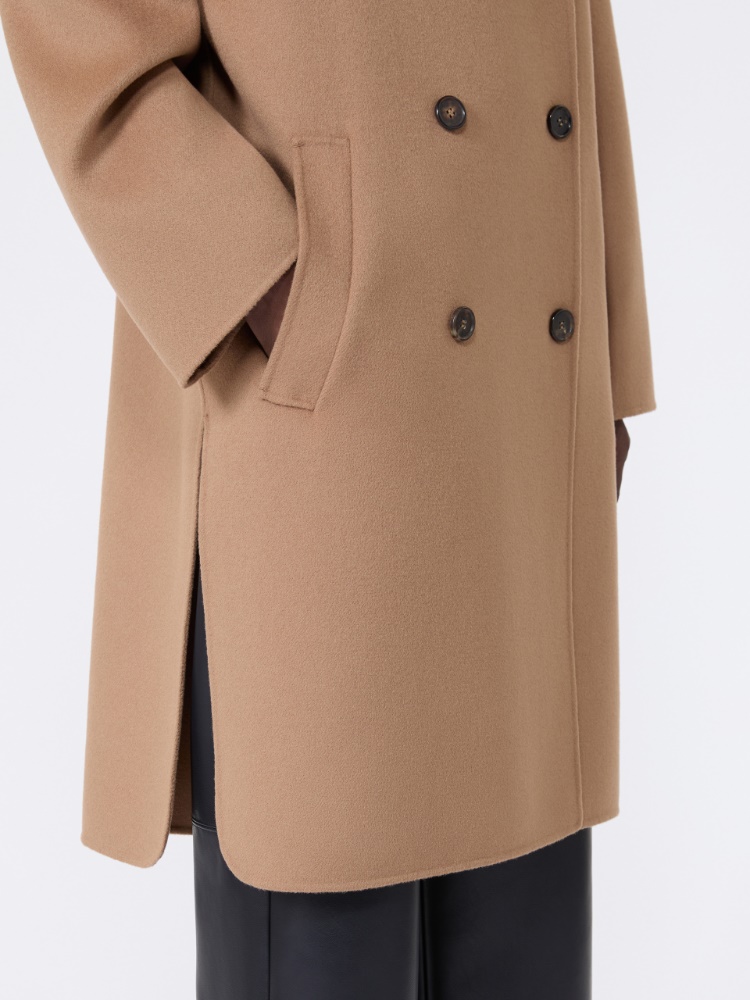 Double-breasted wool midi coat - CAMEL - 4