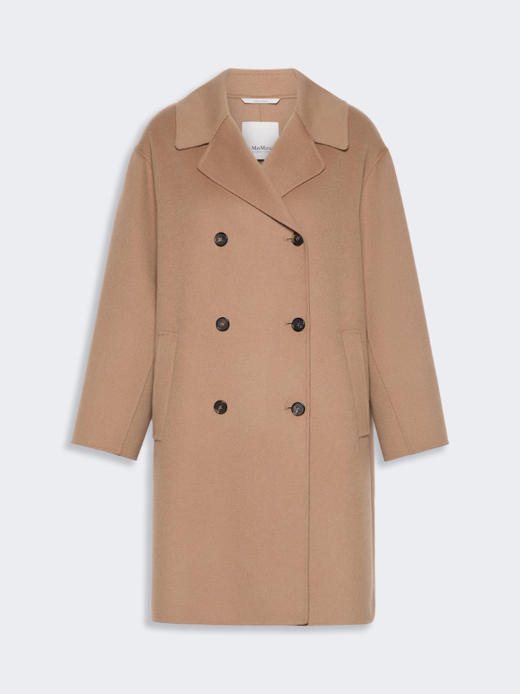 Double-breasted wool midi coat - CAMEL