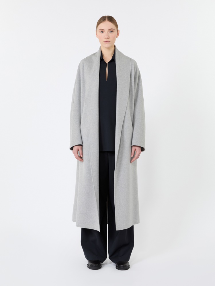 Double wool robe coat - PEARL GREY