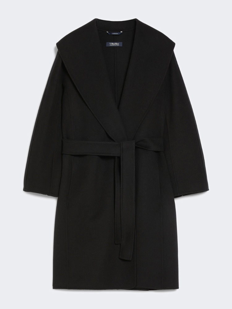 Double-faced wool robe coat - BLACK