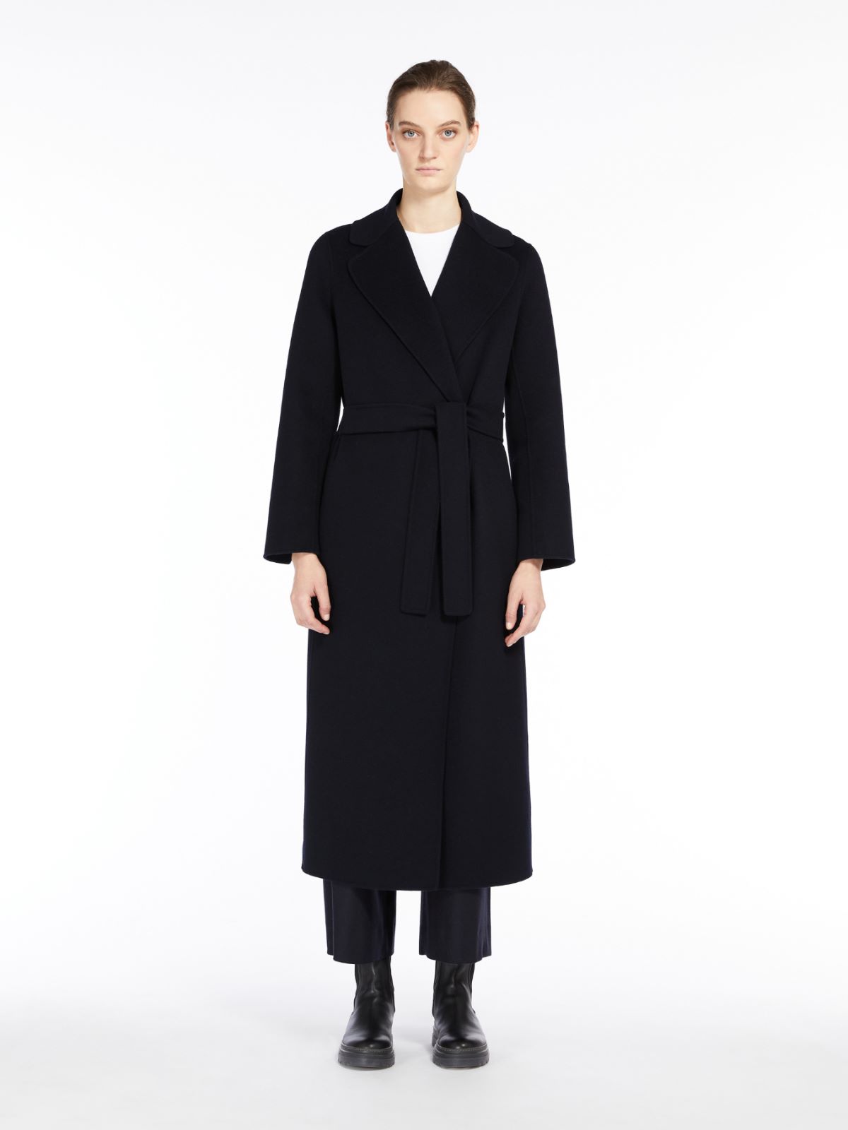 Wool drap wrap coat - MIDNIGHTBLUE - 2