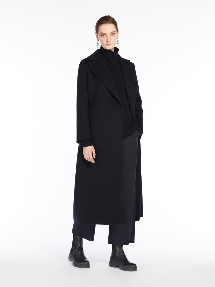 Wool drap wrap coat - MIDNIGHTBLUE