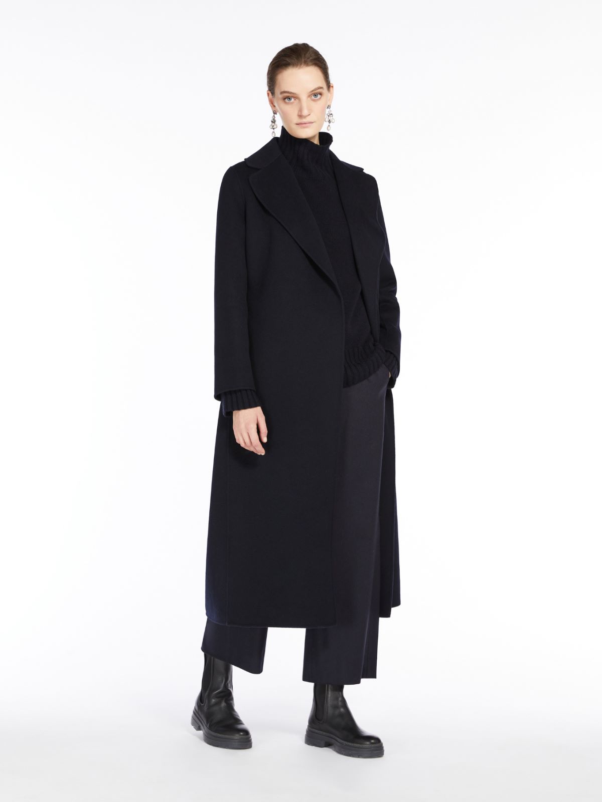 Wool drap wrap coat - MIDNIGHTBLUE