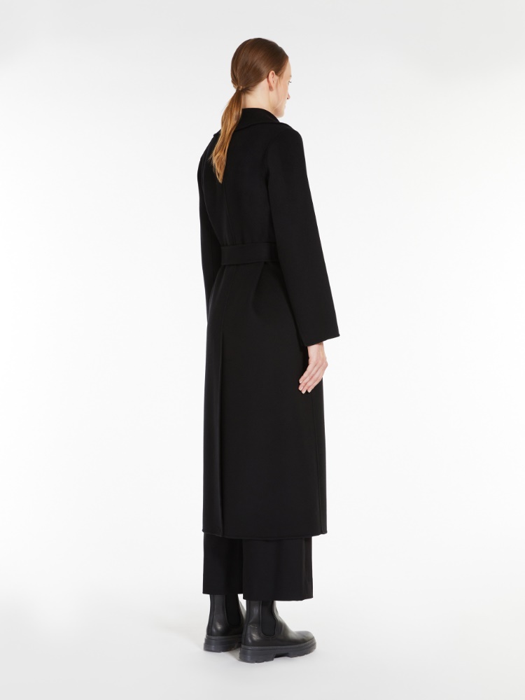 Wool drap wrap coat - BLACK - 3
