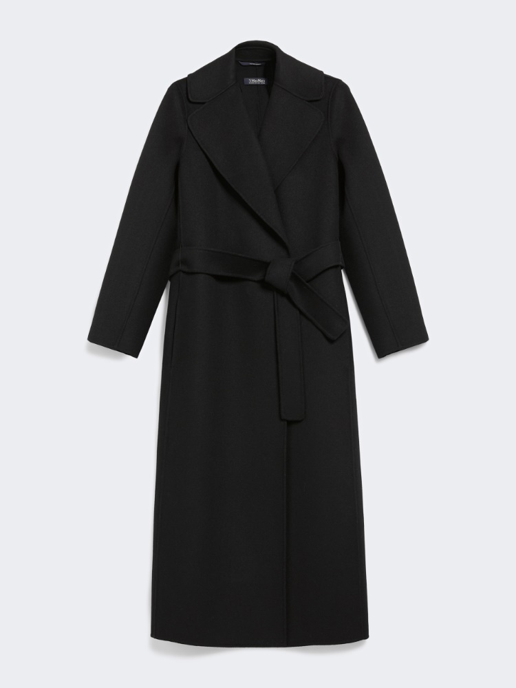 Wool drap wrap coat - BLACK
