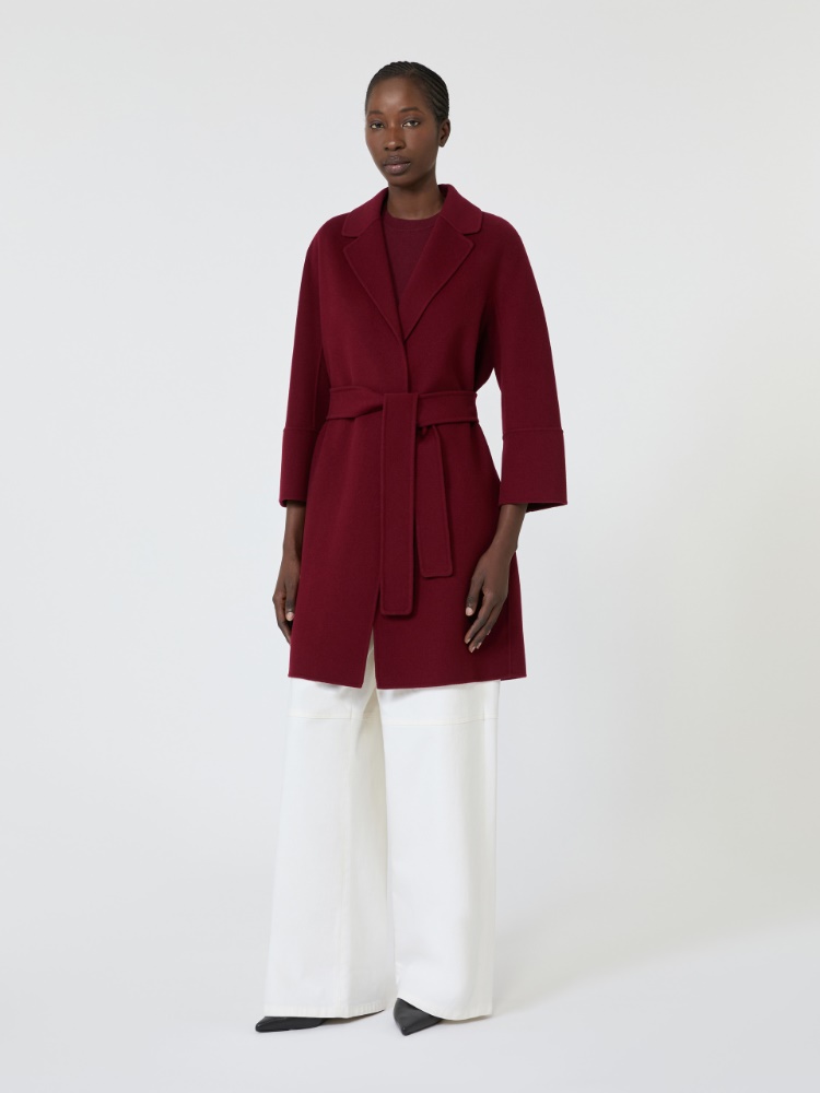 Short double-faced wool coat - BORDEAUX - 2