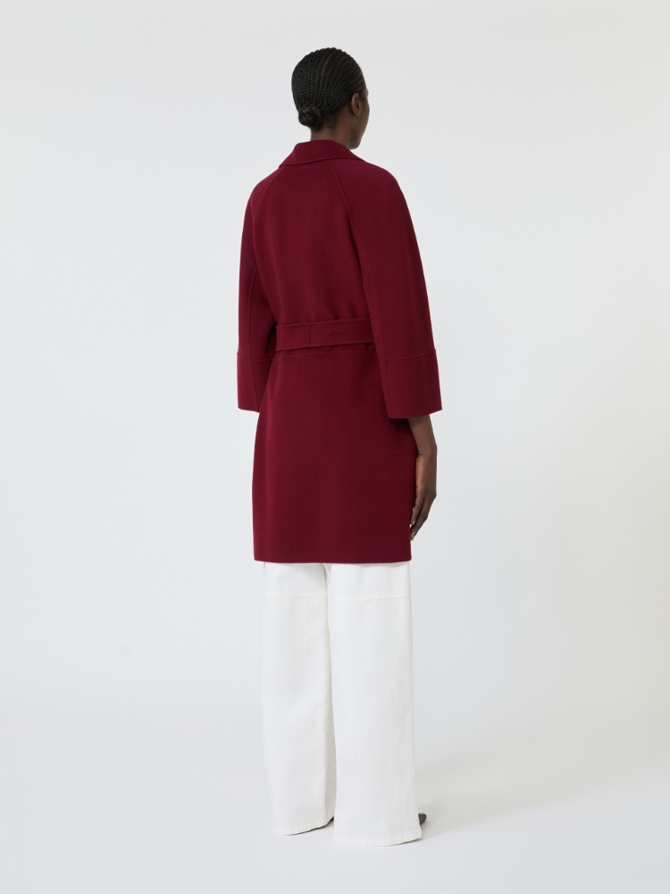 Short double-faced wool coat - BORDEAUX - 3