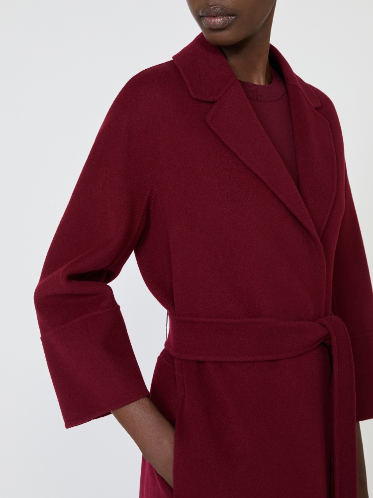 Short double-faced wool coat - BORDEAUX - 4