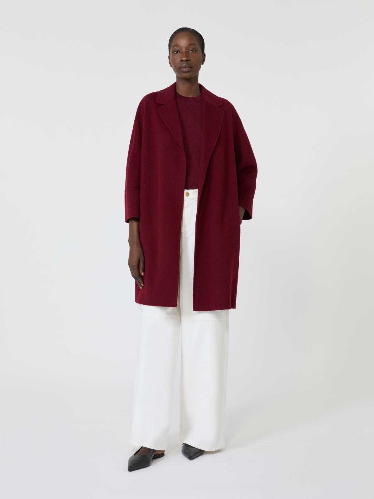 Short double-faced wool coat + BORDEAUX - Max Mara